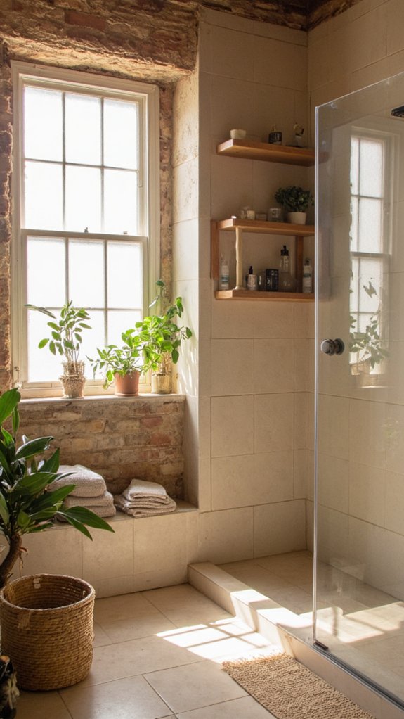 earthy taupe shower accents