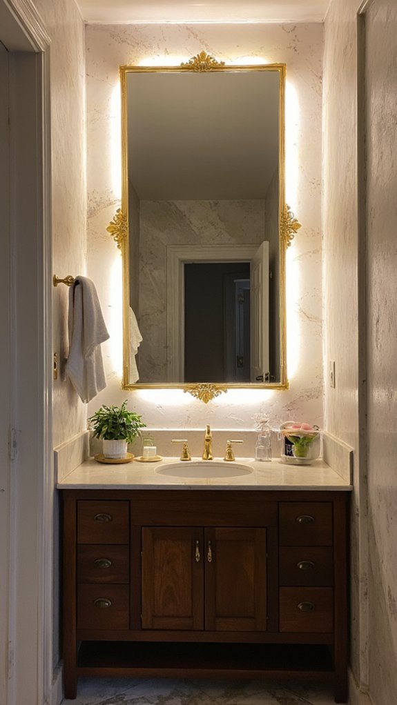elegant backlit gold mirrors