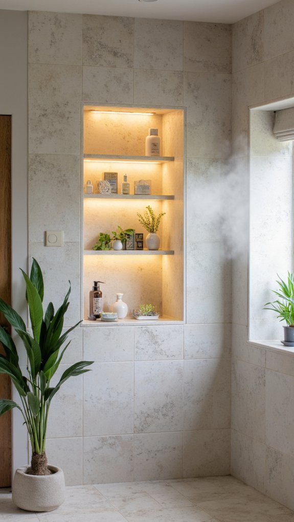 elegant backlit shower niche