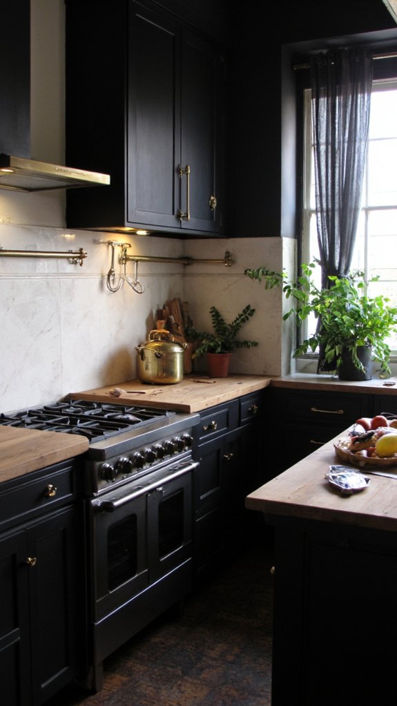 elegant black and brass