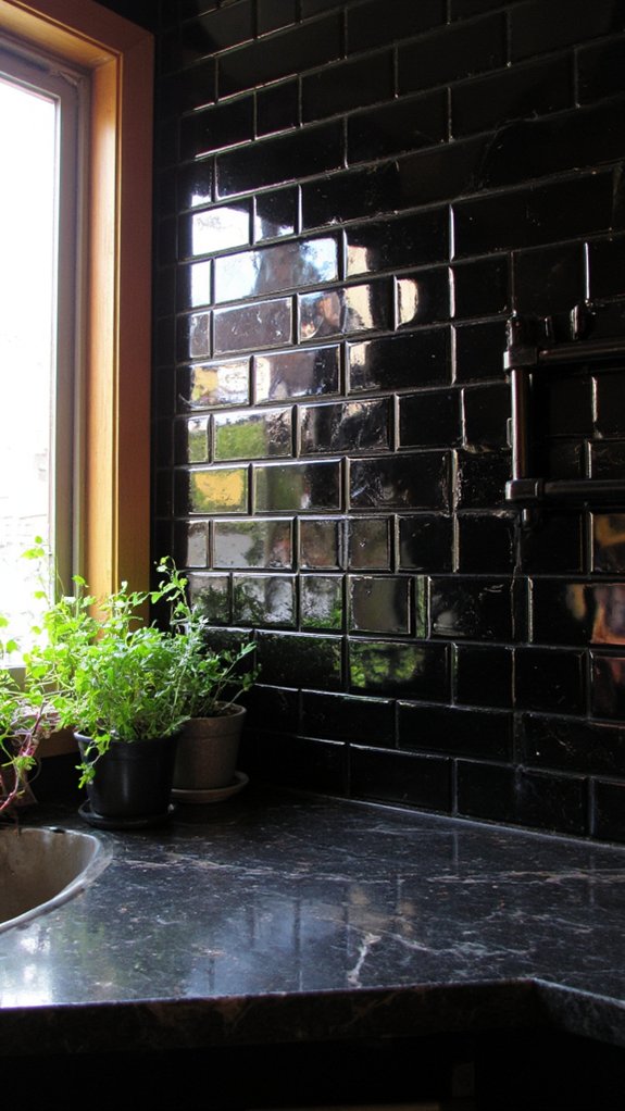 elegant black tile backsplashes