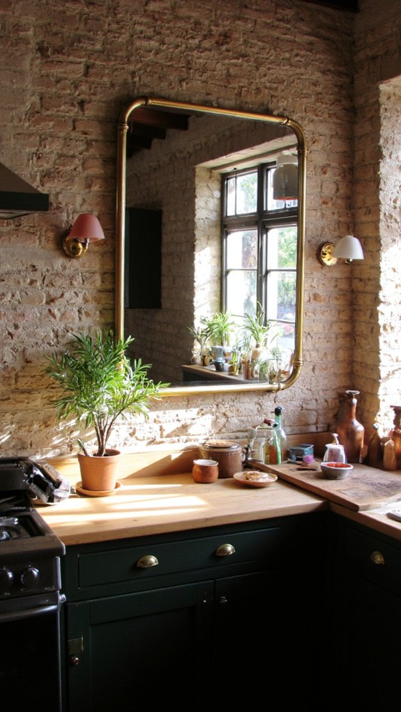 elegant brass mirror enhancement