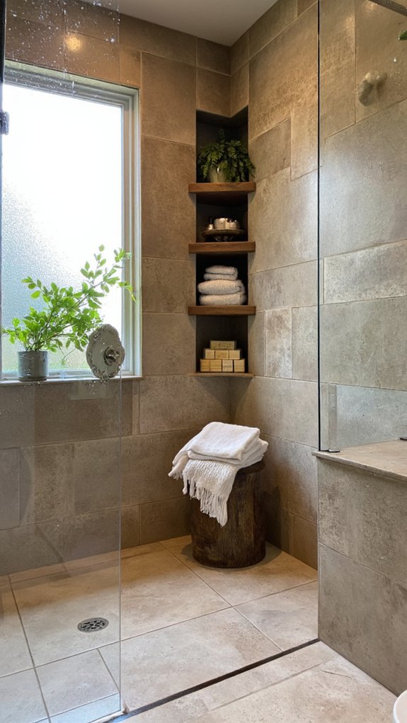 elegant built in shower storage