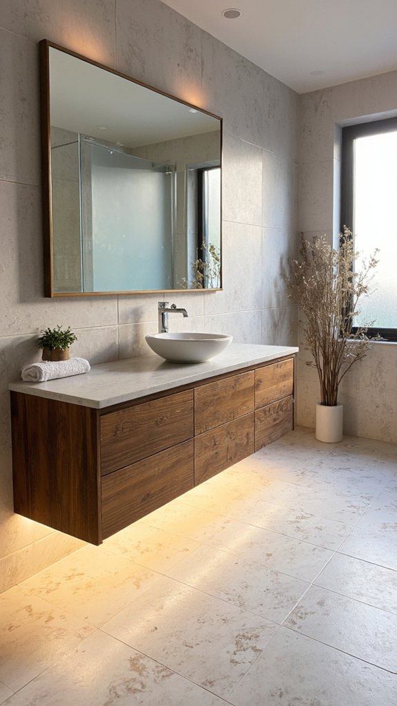 elegant floating vanities illuminated