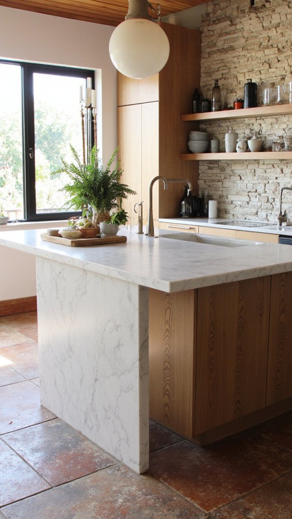 elegant floating waterfall island