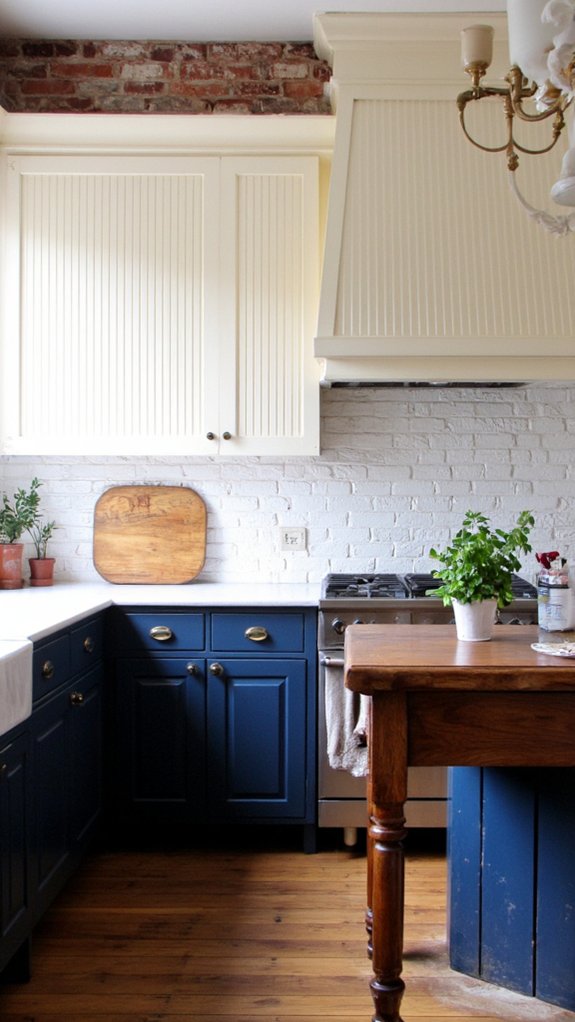 elegant fluted two tone cabinets