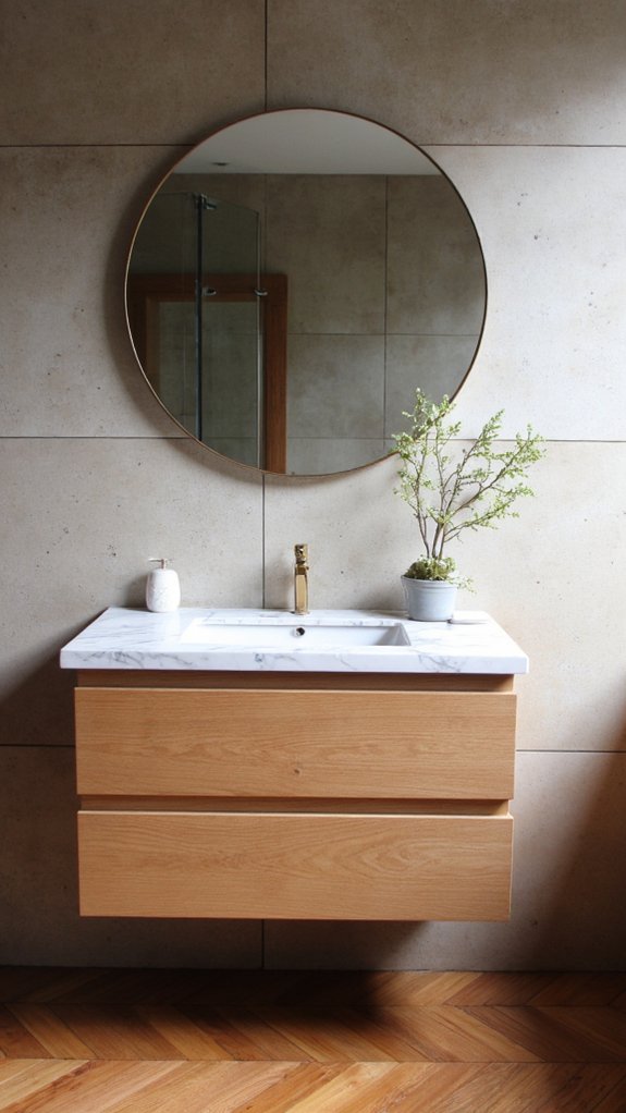 elegant marble floating vanity