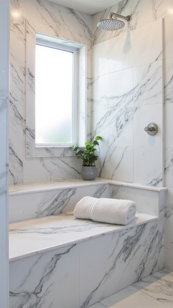 elegant marble shower bench