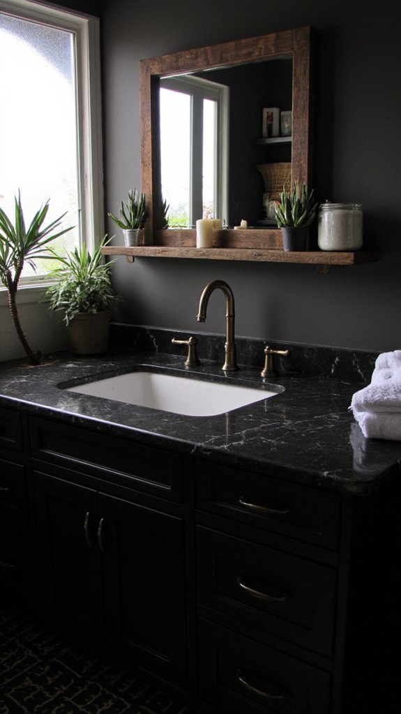 elegant monochromatic black vanities