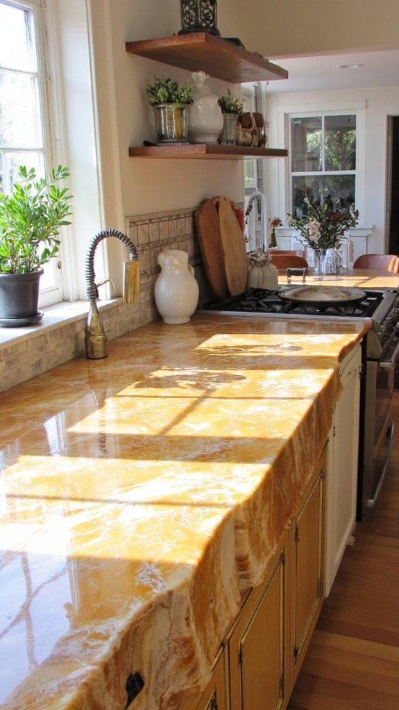 elegant onyx waterfall island