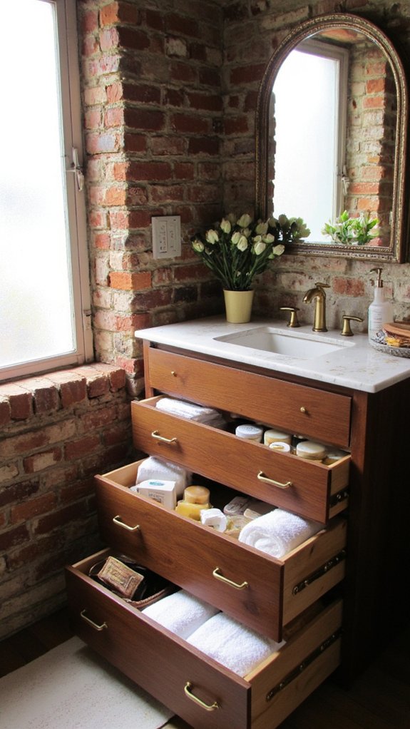 elegant organized bathroom storage