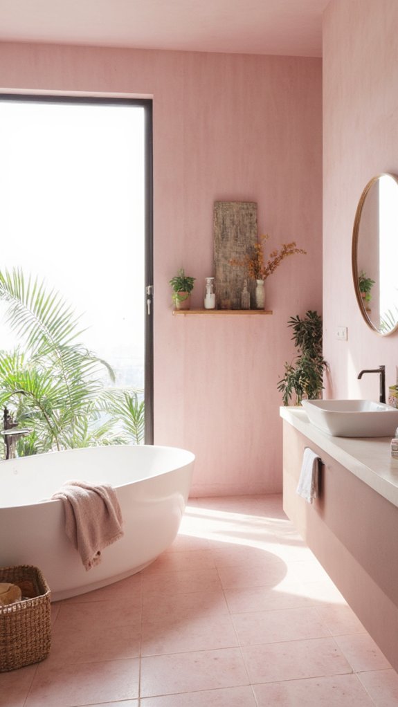 elegant pink minimalist bathroom