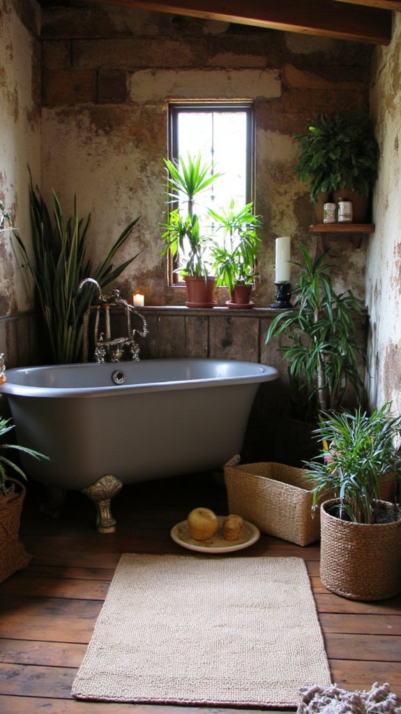 elegant rustic soaking tub