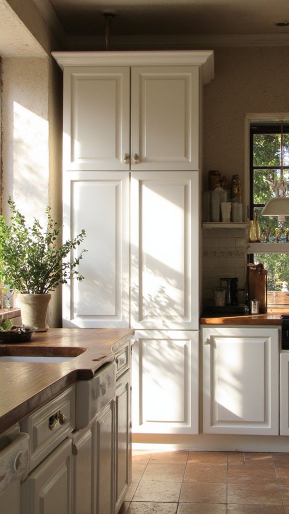 elegant white fluted cabinets