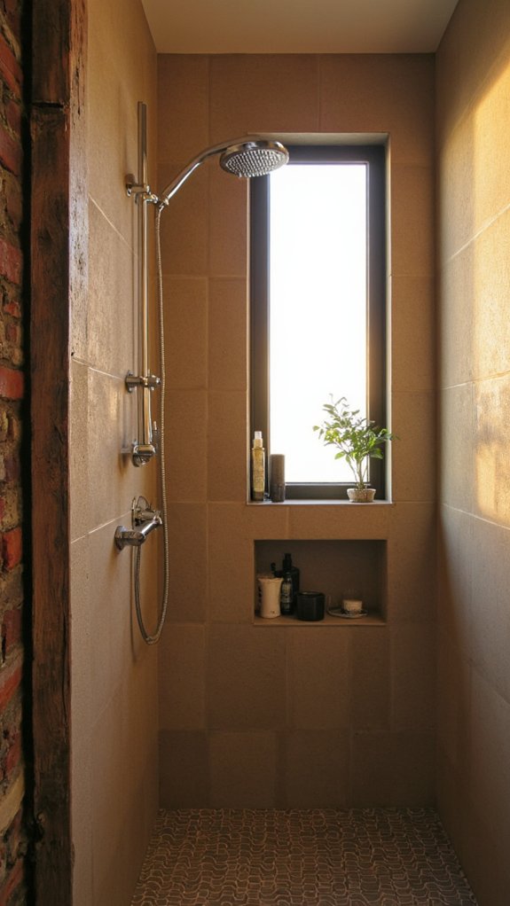 elevate shower with wall mounted fixtures