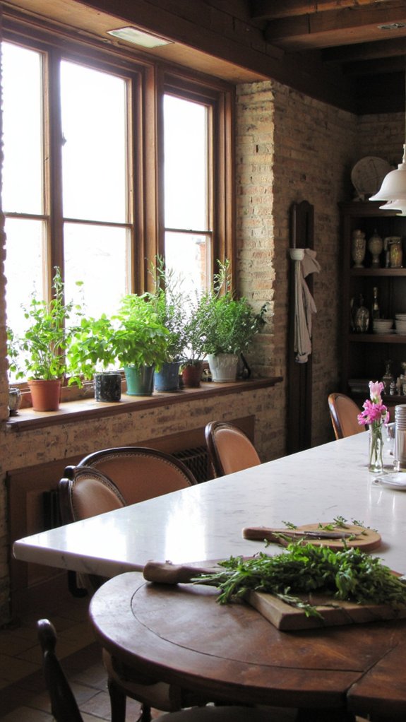 fresh herbs in kitchen