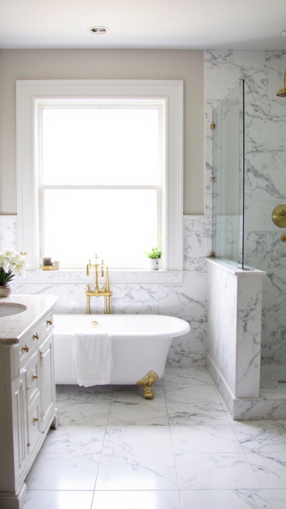 gold fixtures enhance marble elegance
