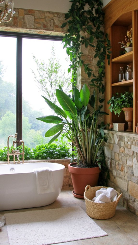 greenery enhances bathroom luxury