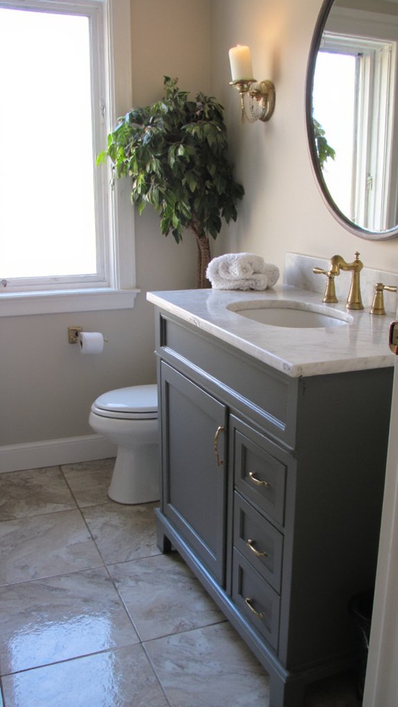 grey vanity gold hardware