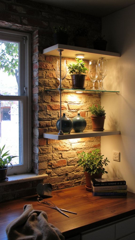 illuminated glass shelf display