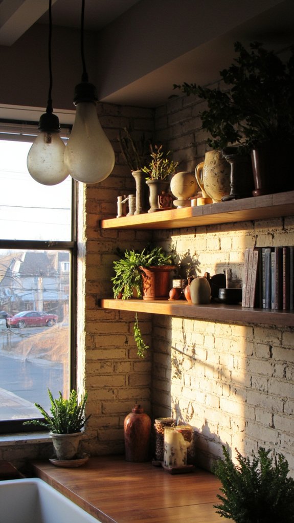 illuminated open shelving decor
