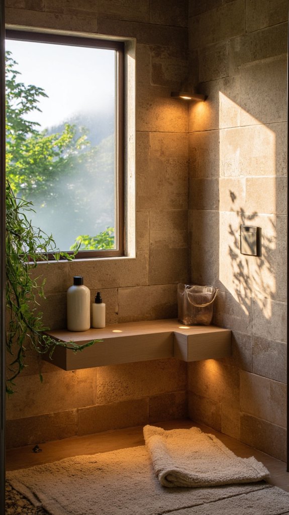 integrated lighting shower shelves