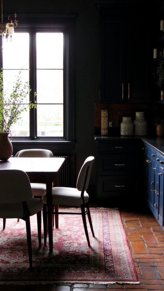 layered rugs in kitchens