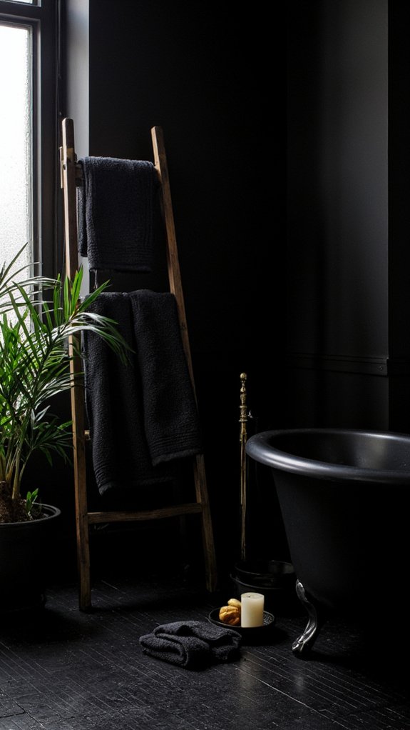 luxurious black bathroom textiles