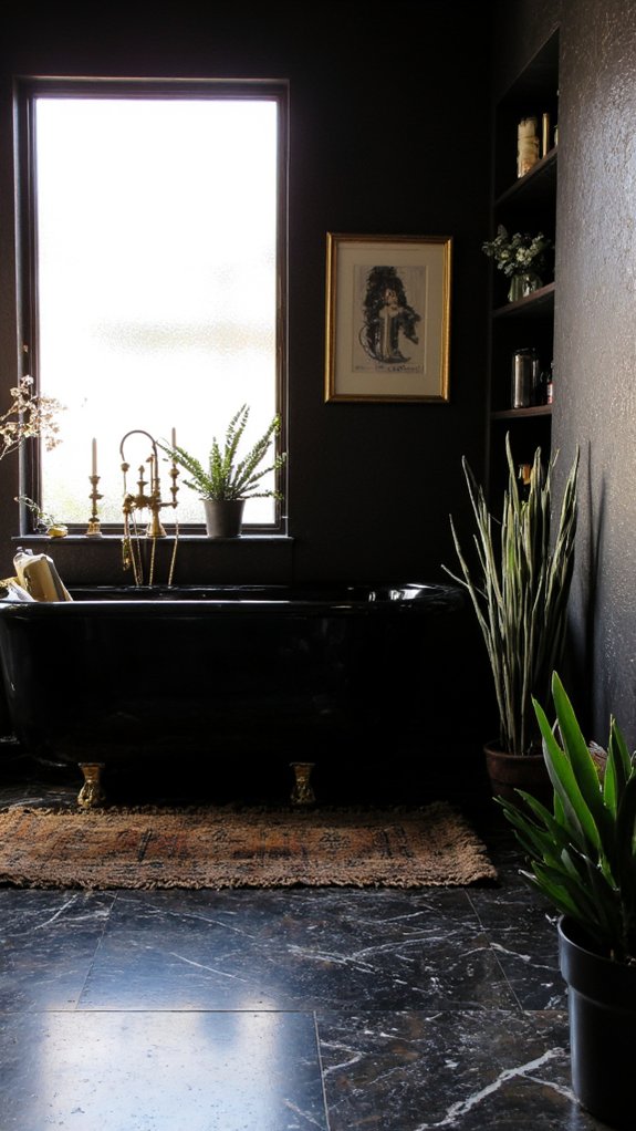 luxurious black freestanding bathtub