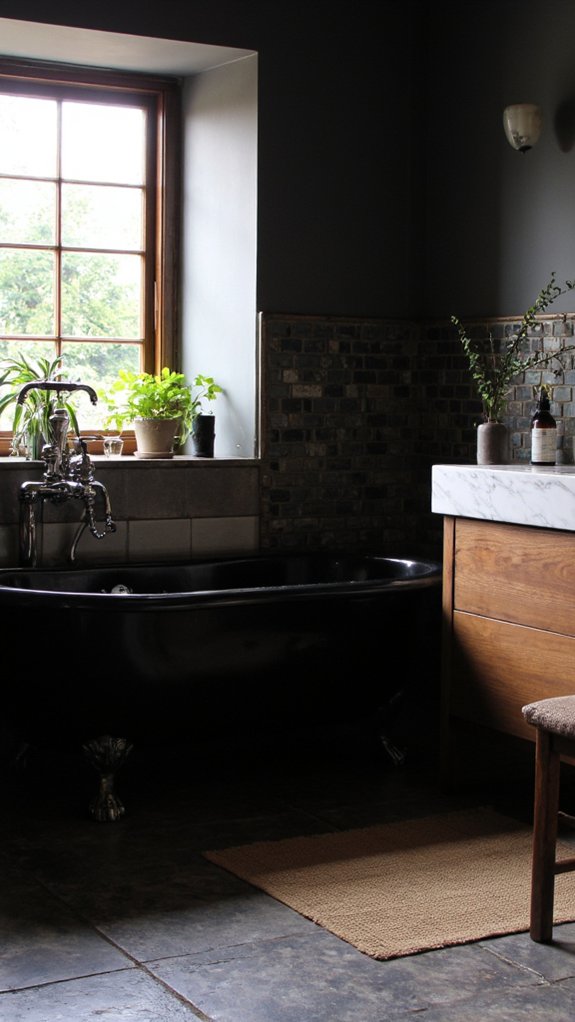 luxurious black freestanding bathtub