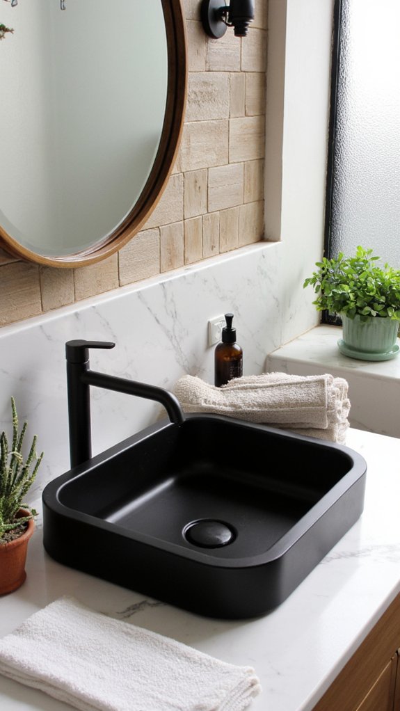 luxurious black sink focal point