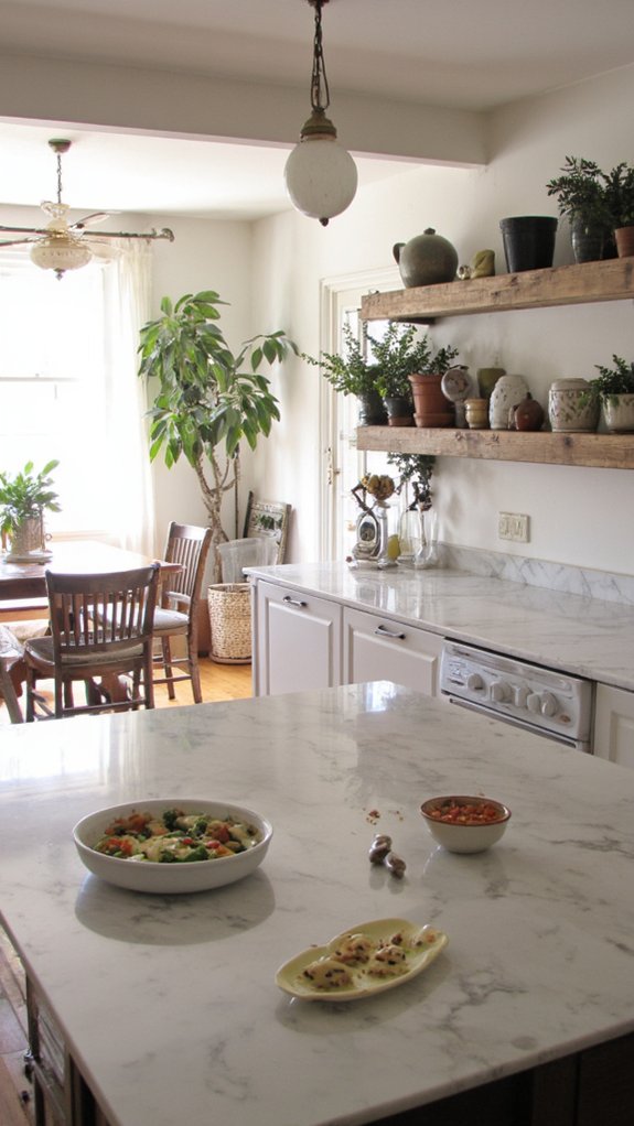 luxurious bookmatched marble island