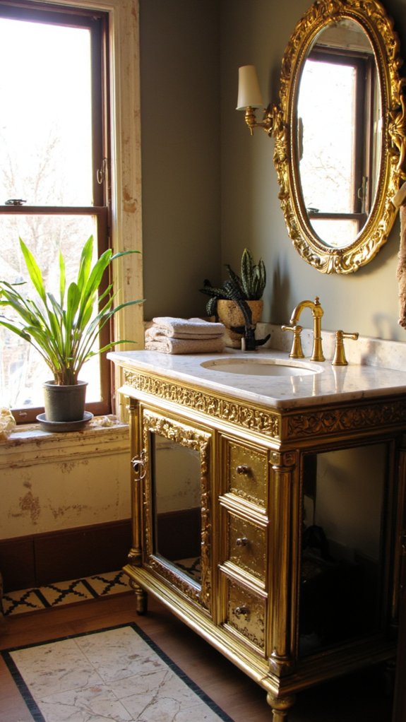 luxurious gold accented vanities