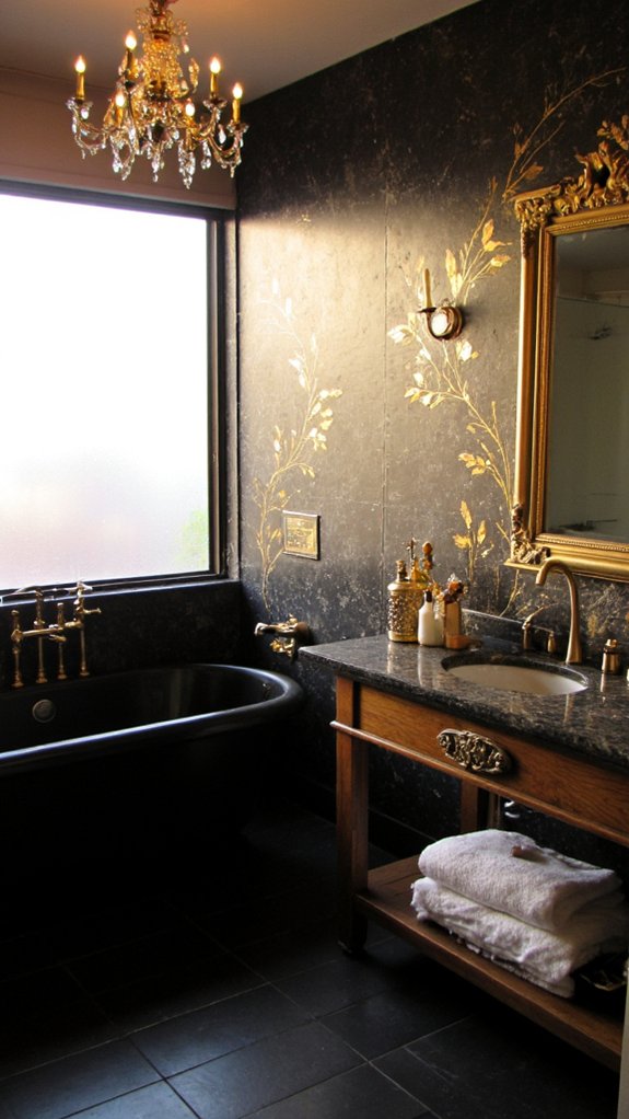 luxurious gold bathroom accents