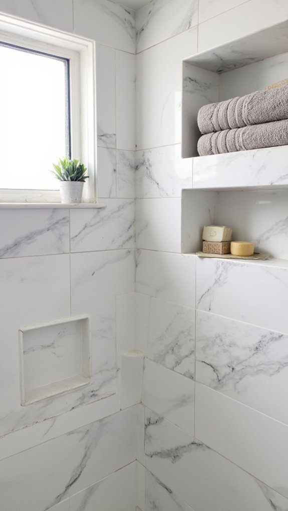 luxurious marble shelving storage