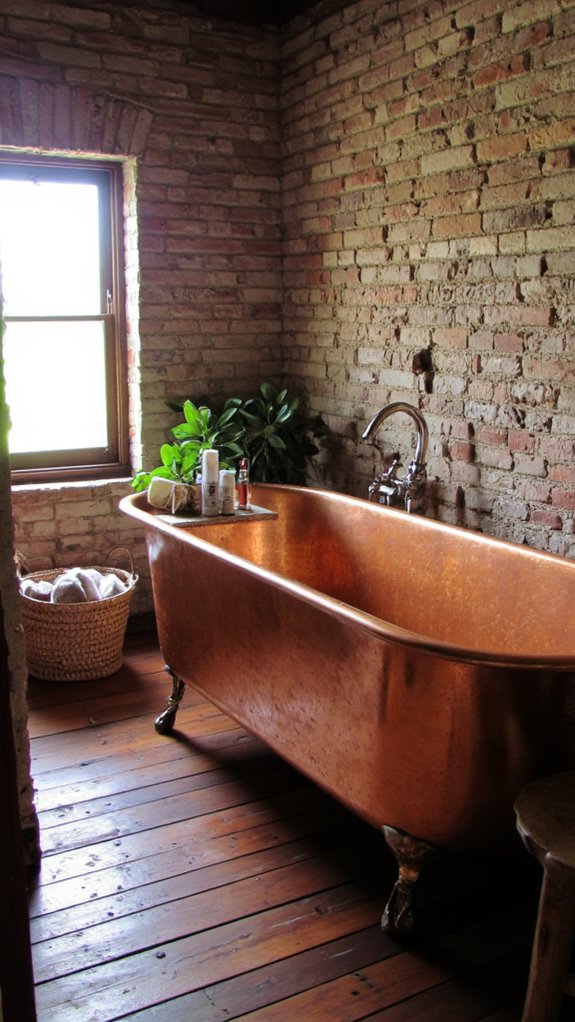 luxurious rustic copper bathtub