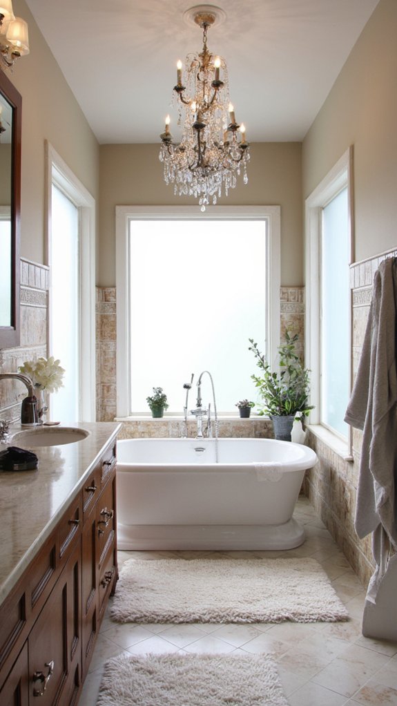 luxury bathroom chandelier elegance