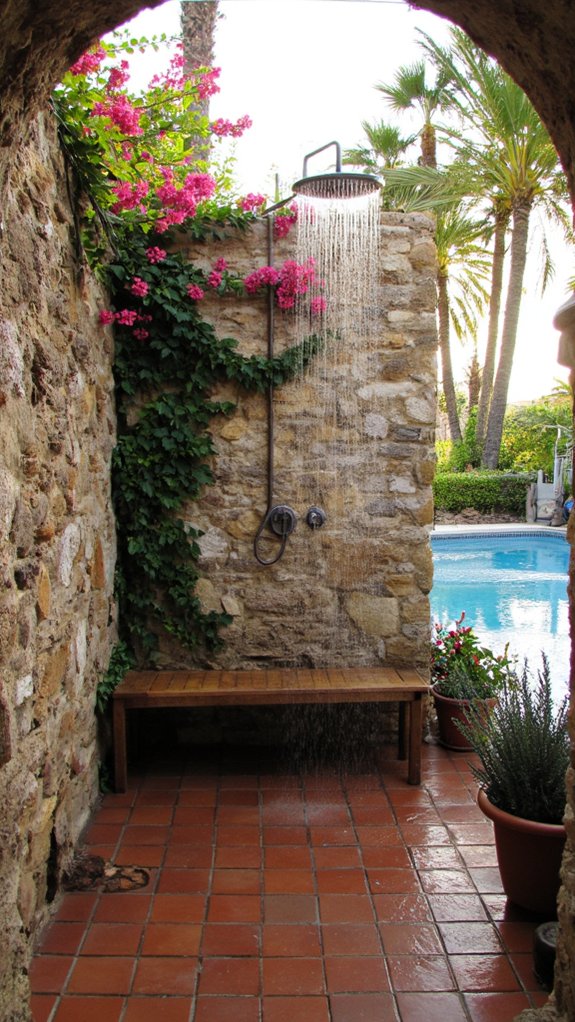 mediterranean outdoor shower oasis
