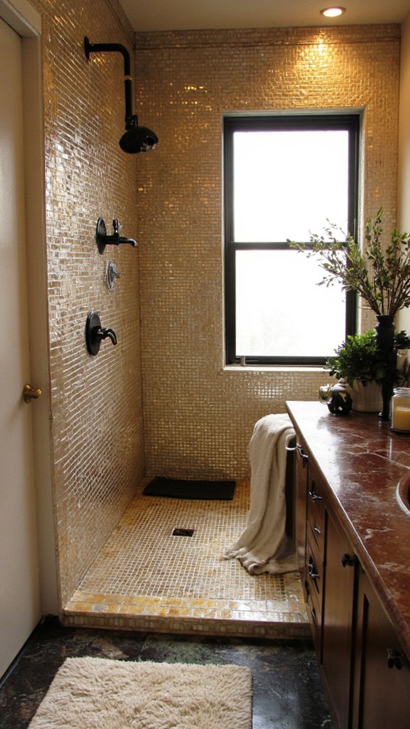 metallic shower tile elegance