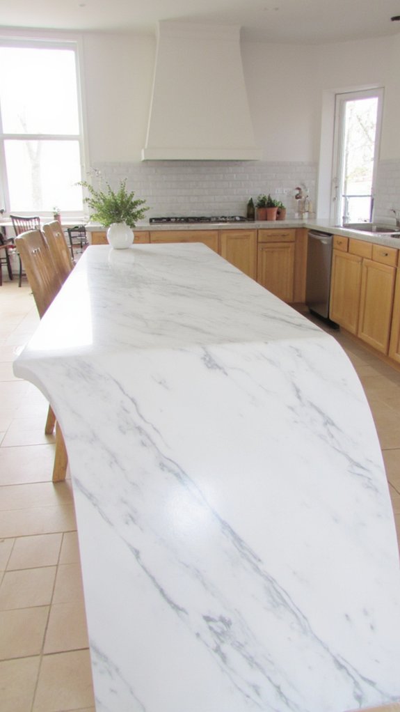 minimalist waterfall island design