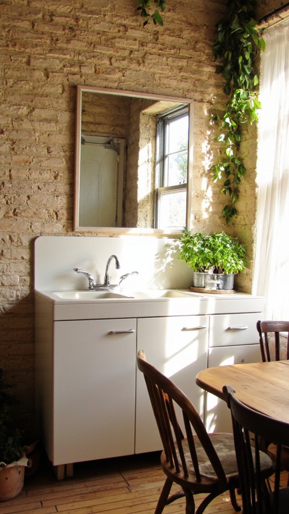 mirrors enhance kitchen brightness