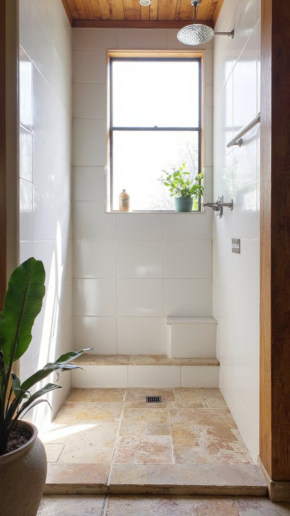 mixed materials for showers