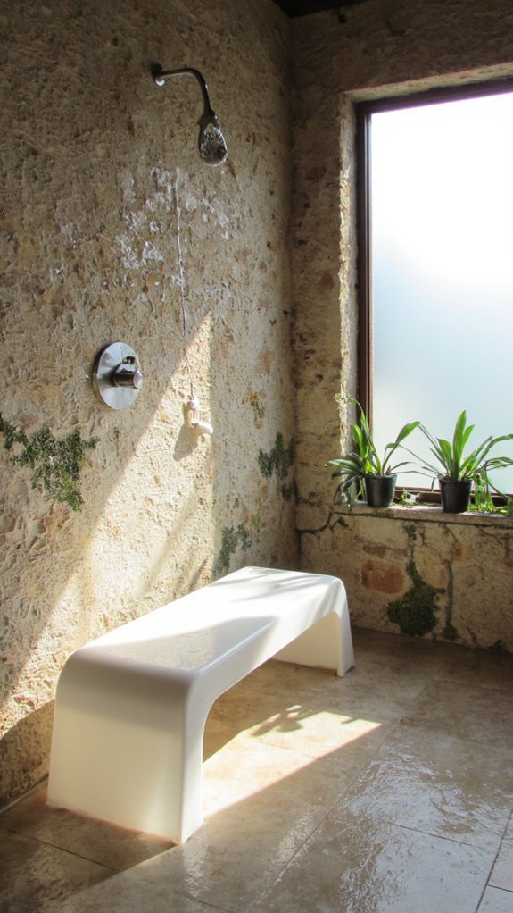 modern acrylic shower bench