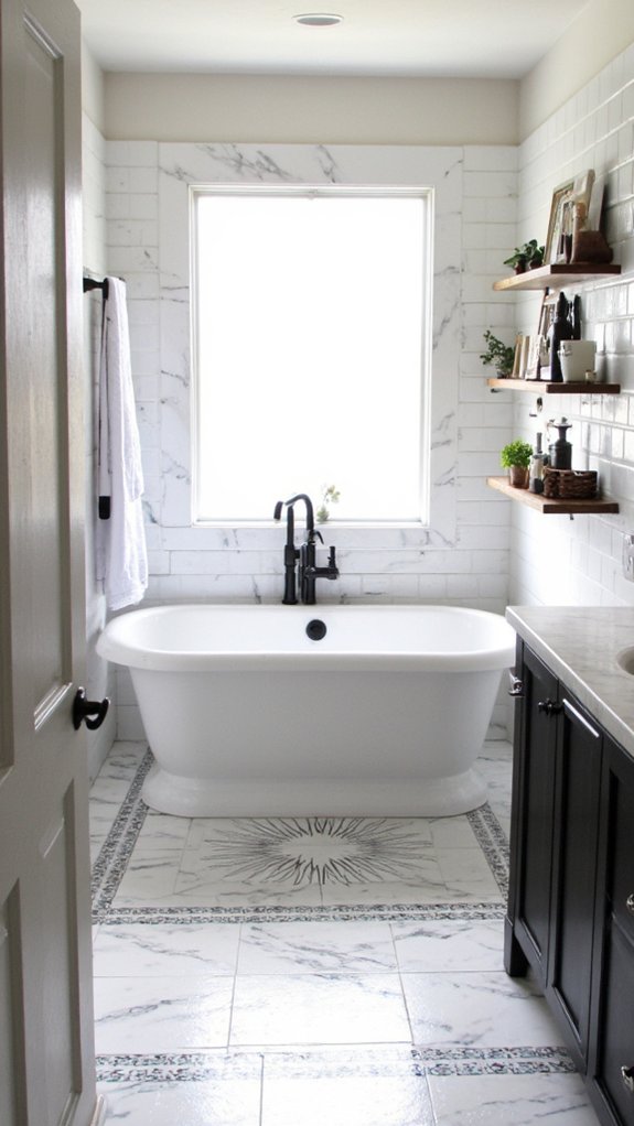monochrome tiles with accents