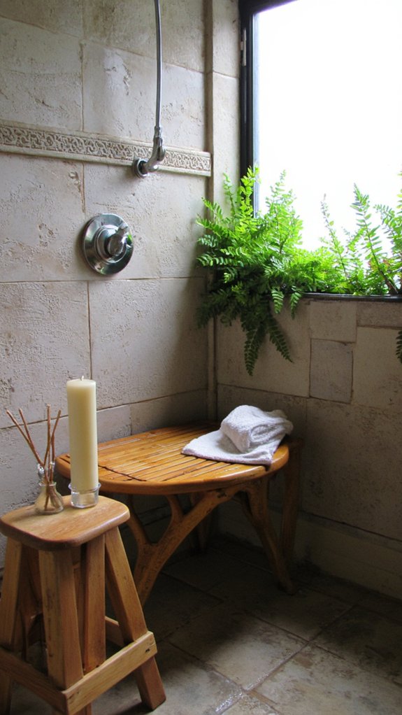 natural bamboo shower seat