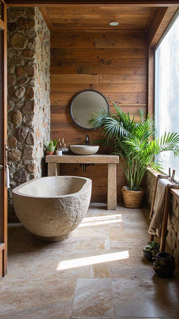 natural wood and stone