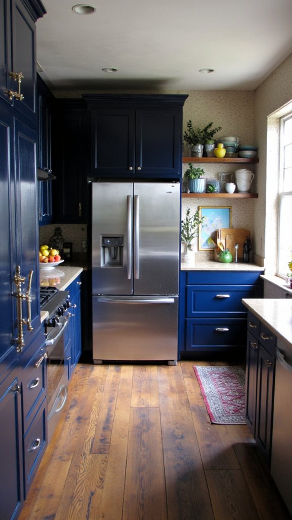 navy gloss and stainless steel