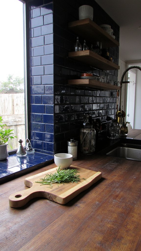 navy subway tiles elegance
