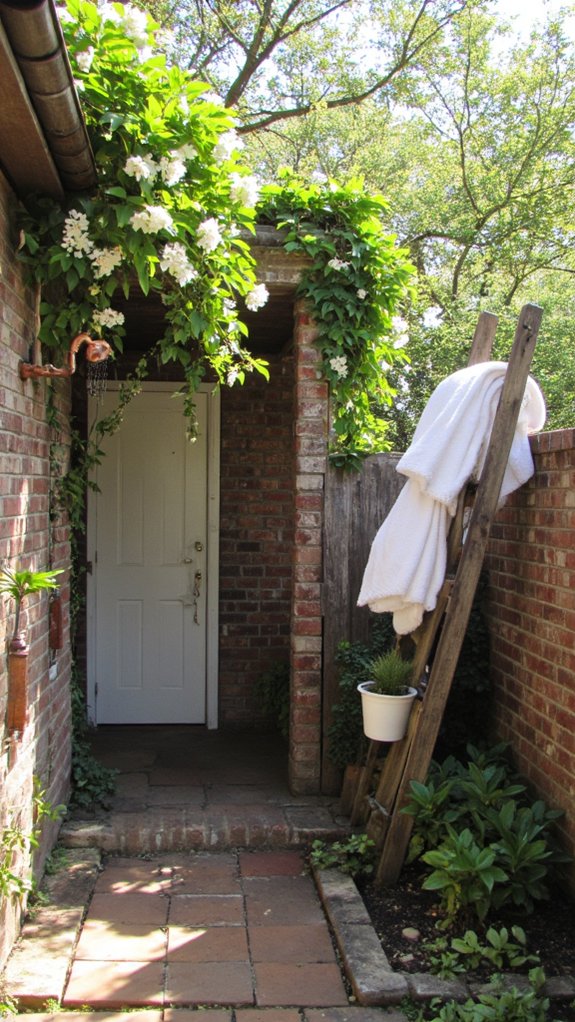 nostalgic vintage outdoor shower