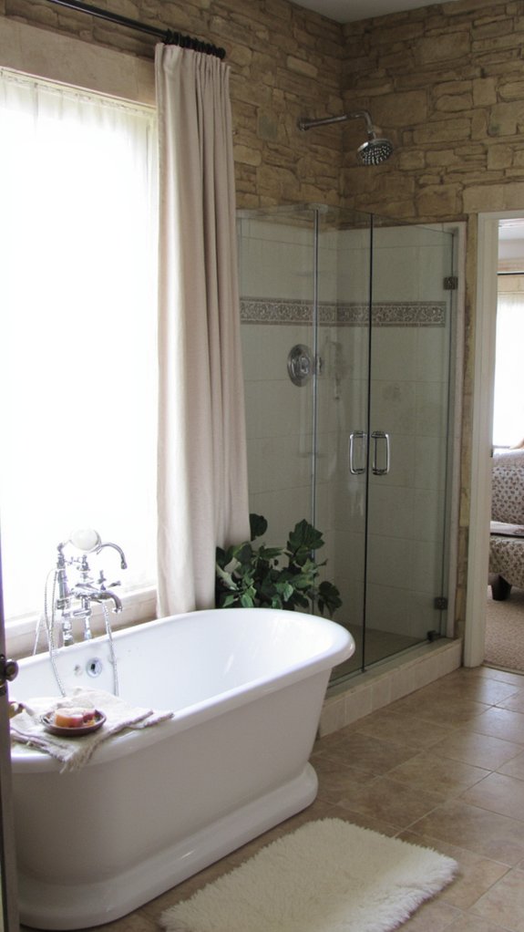 open concept bathroom oasis